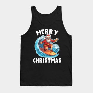 Funny Surfing Santa Claus Merry Christmas Surfboarder Surf Lover Tank Top